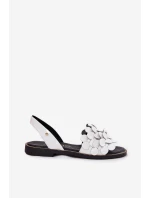 Skórzane Sandały Na Płaskim Obcasie Zazoo 40425 Białe