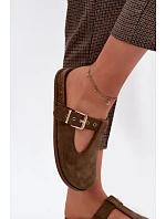 Dámské pantofle z imitace semiše tmavě zelené model 22125698 - Boto