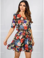 Dámské šaty LK SK model 21151449 černé s květinami - FPrice Dámské šaty LK SK model 21151449 černé s květinami - FPrice