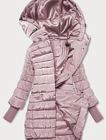 Dámska pletená rebrovaná bunda ružová (P22-6637-52)
