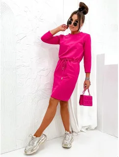 Dámske pletené šaty vo fuchsiovej farbe (700)