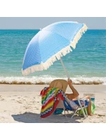 PLÁŽOVÝ A ZÁHRADNÝ SLNEČNÍK SO STRAPCAMI 174 CM MODRÝ