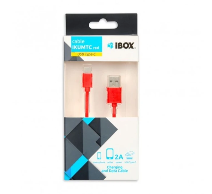 Kábel IBOX IKUMTCR (USB 2.0 typ A - USB typ C ; 1 m; farba červená)