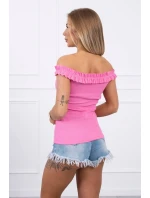 Trblietavá blúzka s volánikmi svetlo ružová