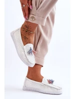 Dámské prolamované kožené mokasíny Bílé model 21618157 - EVENTO