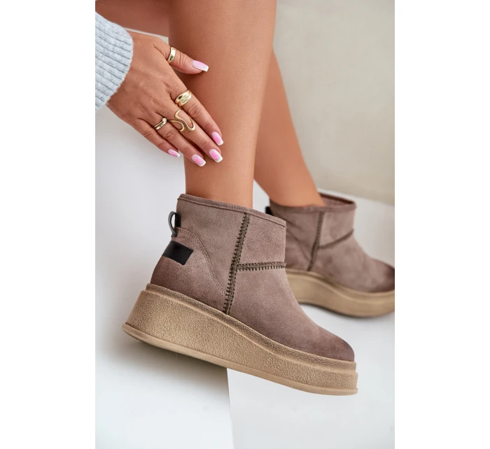 Skórzane Zamszowe Śniegowce Botki Na Platformie I Koturnie Maciejka 06769-02 Ciemnobrązowe Skórzane Zamszowe Śniegowce Botki Na Platformie I Koturnie Maciejka 06769-02 Ciemnobrązowe