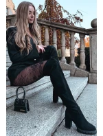 Dámské kozačky nad koleno na  semišová černá model 21757635 - Boto