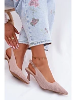 Materiálové sandály na podpatku Špinavě růžové Delessa