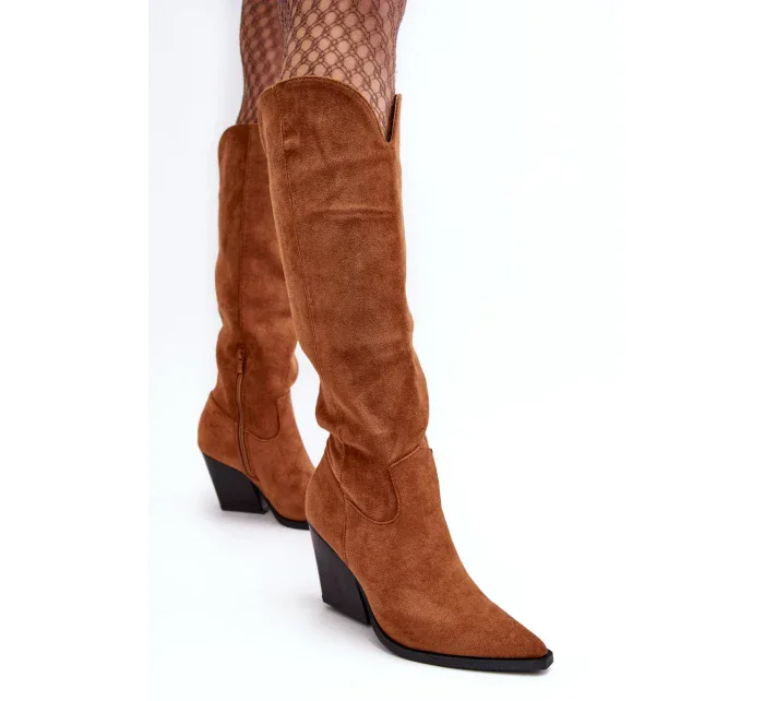 Módní semišové kovbojské boty Camel Delia Módní semišové kovbojské boty Camel Delia