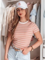 LINESS dámske pruhované základné tričko ružové FashionStreet RY2809
