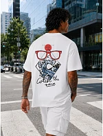 Tshirt męski oversize z nadrukiem bawełniany biały model 22205616 - FashionStreet