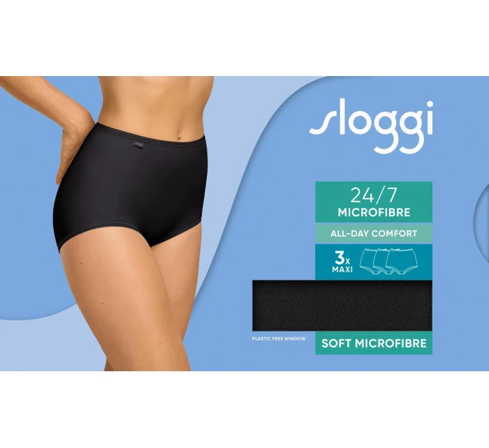 sloggi 24/7 Microfibre Maxi C3P - BLACK - SLOGGI BLACK - SLOGGI