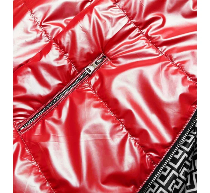 Červená dámska obojstranná bunda (BR9795-4)