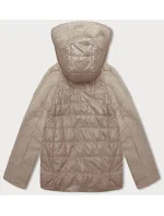 Krátka dámska bunda s melanžovými rukávmi v ťavej modrej farbe Vaston (F-23962#)