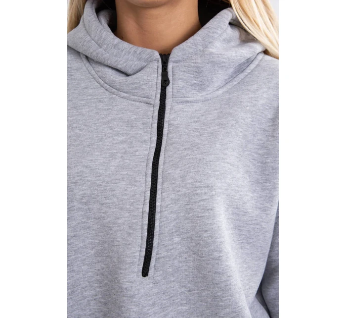 Zateplená mikina s bočnými rázporkami šedá