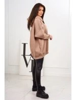 Zateplená mikina s model 19047868 motivem tmavě béžová - K-Fashion