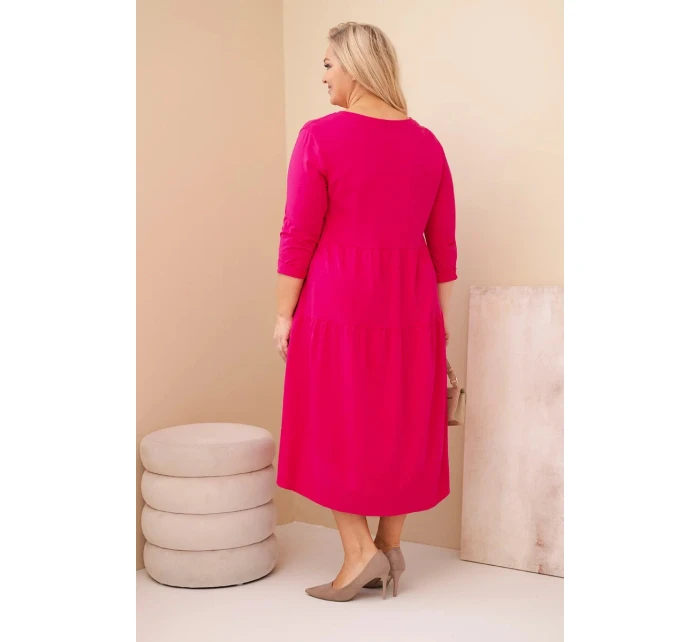 Dámská bavlněná sukýnka Plus Size s volánky a ohrnutým rukávem fuchsie
