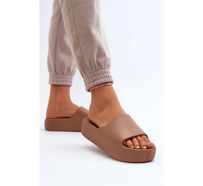 Damskie Klapki Na Grubej Podeszwie Brązowe Oreithano Damskie Klapki Na Grubej Podeszwie Brązowe Oreithano