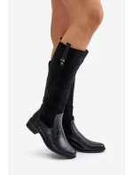 Damskie Ocieplane Kozaki Przed Kolano Na Zamek Czarne Ivasira