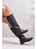 Kožené dámské kozačky do  na zip Lewski černé model 21672660 - Zazoo