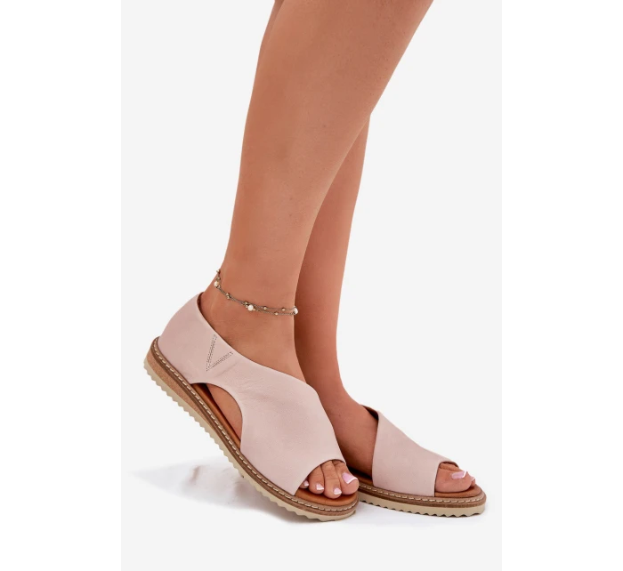 Dámské kožené sandály model 21698423 Světle růžové - Artiker