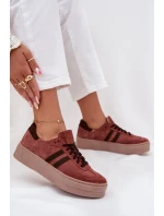 Zazoo N1068S2 Damskie Zamszowe Sneakersy Na Platformie Brązowe