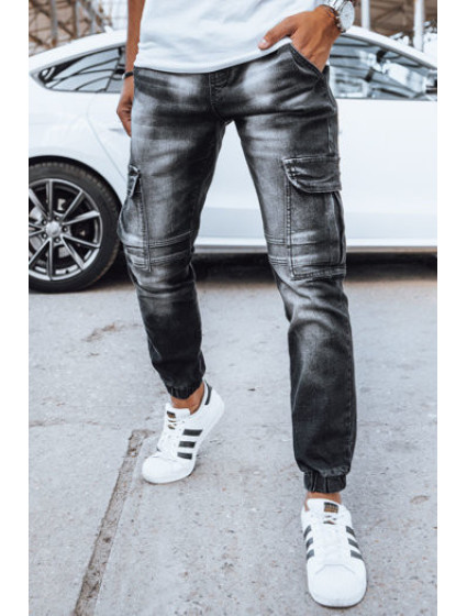 Pánske čierne džínsové tepláky Dstreet UX4040