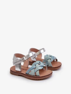 Detské sandále so zapínaním na suchý zips a pletenými remienkami Blue Dianttha