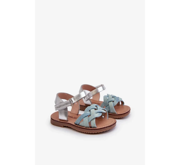 Detské sandále so zapínaním na suchý zips a pletenými remienkami Blue Dianttha Detské sandále so zapínaním na suchý zips a pletenými remienkami Blue Dianttha