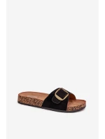 Dámske papuče s prackou na korkovej platforme - čierne Zavira