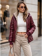 Kurtka damska przejściowa z odpinanym kapturem bordowa model 22361791 - FashionStreet
