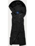 Dámska dlhá čierna prešívaná vesta (JIN219)