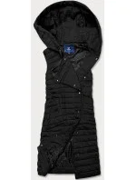 Dámska dlhá čierna prešívaná vesta (JIN219)