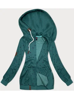 Dámska zelená mikina s kapucňou a hviezdičkovým vzorom (2305)