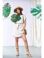 Dámske jednoduché béžové šaty s okrúhlym výstrihom (655) Dámske jednoduché béžové šaty s okrúhlym výstrihom (655)