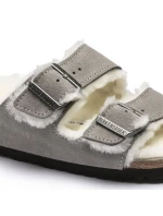Birkenstock dámske/pánske zateplené šľapky Arizona Shearling Stone Coin semiš s ovčou vlnou regular wide (1017402) dámske