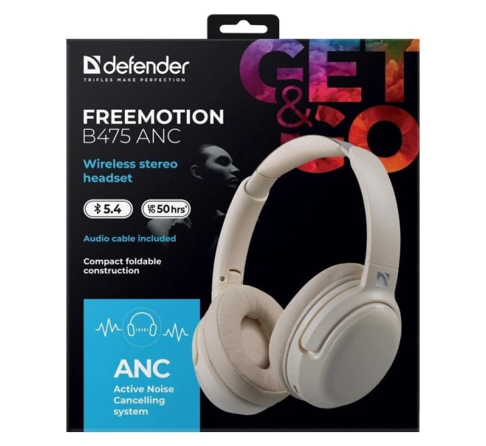DEFENDER BLUETOOTH SLÚCHADLÁ DO UŠÍ FREEMOTION B475 ANC BEIGE 63475