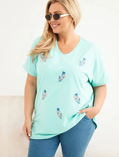 Dámská bavlněná halenka Plus Size s model 22185719 mátová - K-Fashion