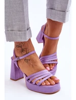 Damskie Zamszowe Sandały Na Obcasie I Platformie Fioletowe Verda Damskie Zamszowe Sandały Na Obcasie I Platformie Fioletowe Verda