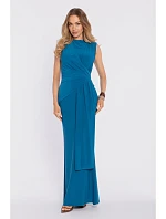 maxi šaty s pasem a panelem  modré model 22040701 - Moe