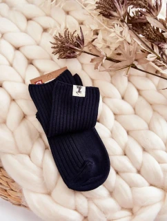 Dámske rebrované ponožky bez tlaku tmavomodré