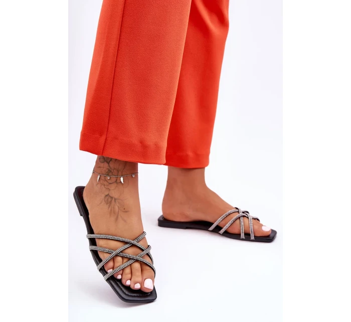 Dámské Šněrovací Sandály S Proužky A Džety Černé Leomi