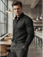 Pánská elegantní hladká černá košile SLIM FIT Dstreet model 21981616 - FashionStreet