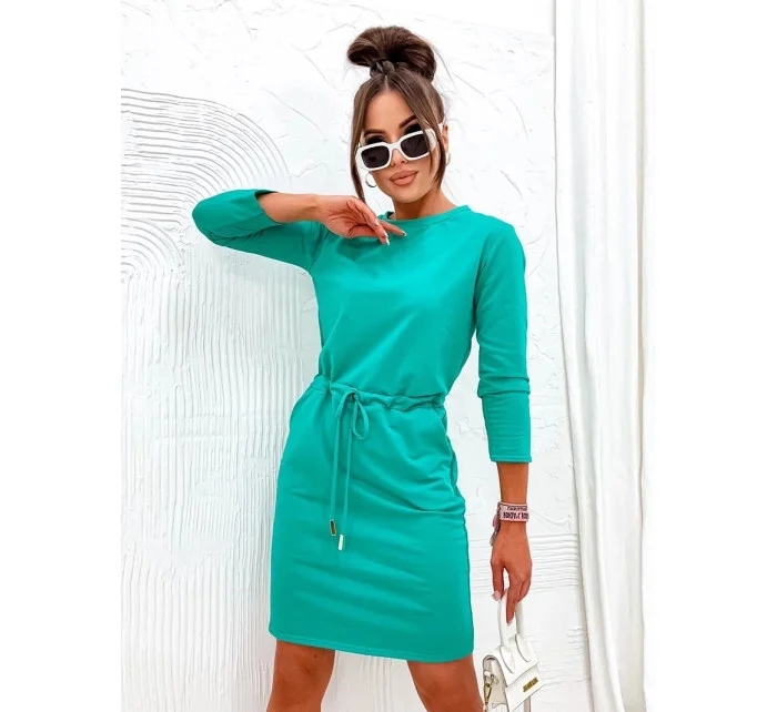 Dámské úpletové šaty v tyrkysové barvě model 19764055 - Moon Dámské úpletové šaty v tyrkysové barvě model 19764055 - Moon