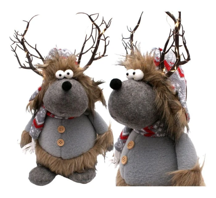 ZARIADENÝ RENNIFER S OSVETLENÝM TORCHOM Sivý 20x35x47CM detské