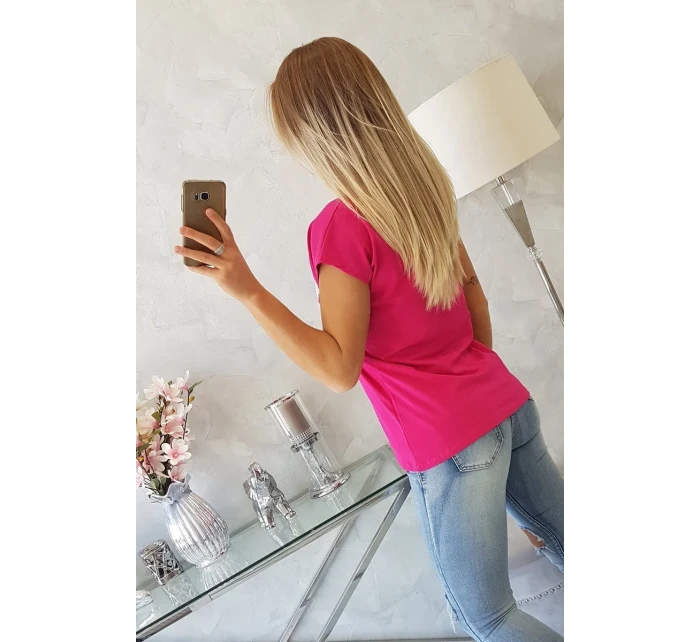 Blúzka s potlačou pier fuchsiová