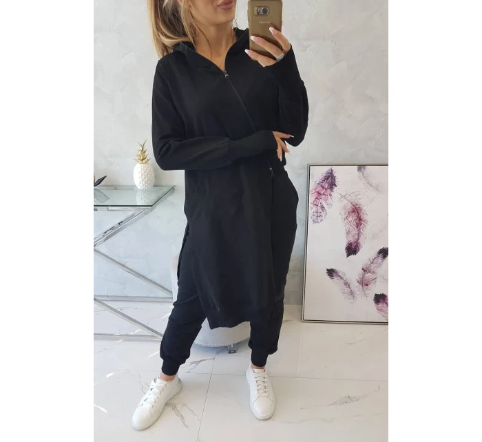 Souprava mikiny s delší model 18749182 černá - K-Fashion