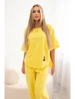 Bavlněný komplet halenka + kalhoty žlutý Bavlněný komplet halenka + kalhoty žlutý