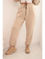 Dámský teplákový komplet model 21441636 z bavlny s kapucí béžový - K-Fashion Dámský teplákový komplet model 21441636 z bavlny s kapucí béžový - K-Fashion