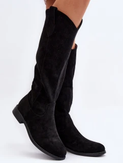 model 21646749 Dámské Černé Krajkové Kozačky - S.Barski